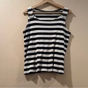 Allison Whitmore Black and White Striped Tank Top XL